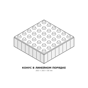 Тактильная плитка Конус линейный 300×300×80 Готика