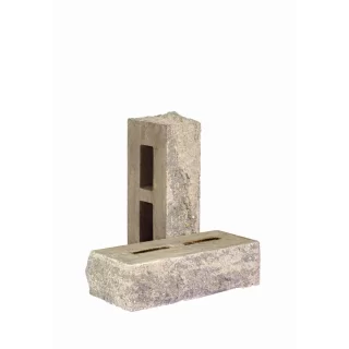 Кирпич облицовочный гиперпрессованный пустотелый «Дикий камень» тычковый серо-графитовый КСПБ16