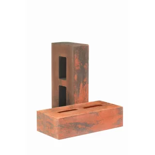 Кирпич облицовочный гиперпрессованный пустотелый гладкий красно-графитовый КСПГ46