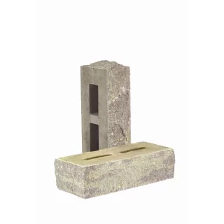 Кирпич облицовочный гиперпрессованный пустотелый тычковый «Дикий камень» графитово-зеленый КСПБ67