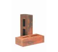 Кирпич облицовочный гиперпрессованный пустотелый гладкий красно-графитовый КСПГ46